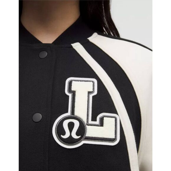 Lululemon Oversized Collegiate Scuba Jacket XL XXL Varsity Graphic Design Black - Picture 4 of 5